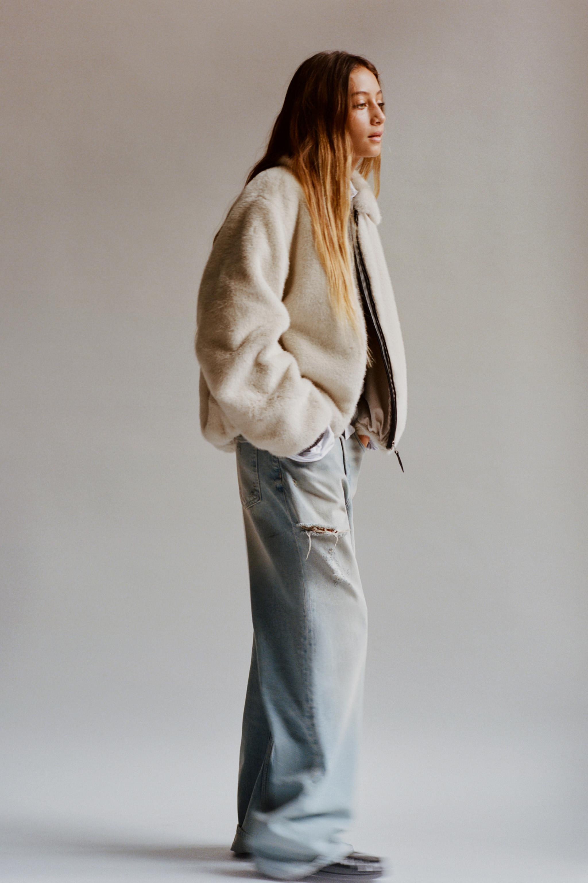 フェイクファー ジャケット - エクリュ | ZARA Japan / 日本
