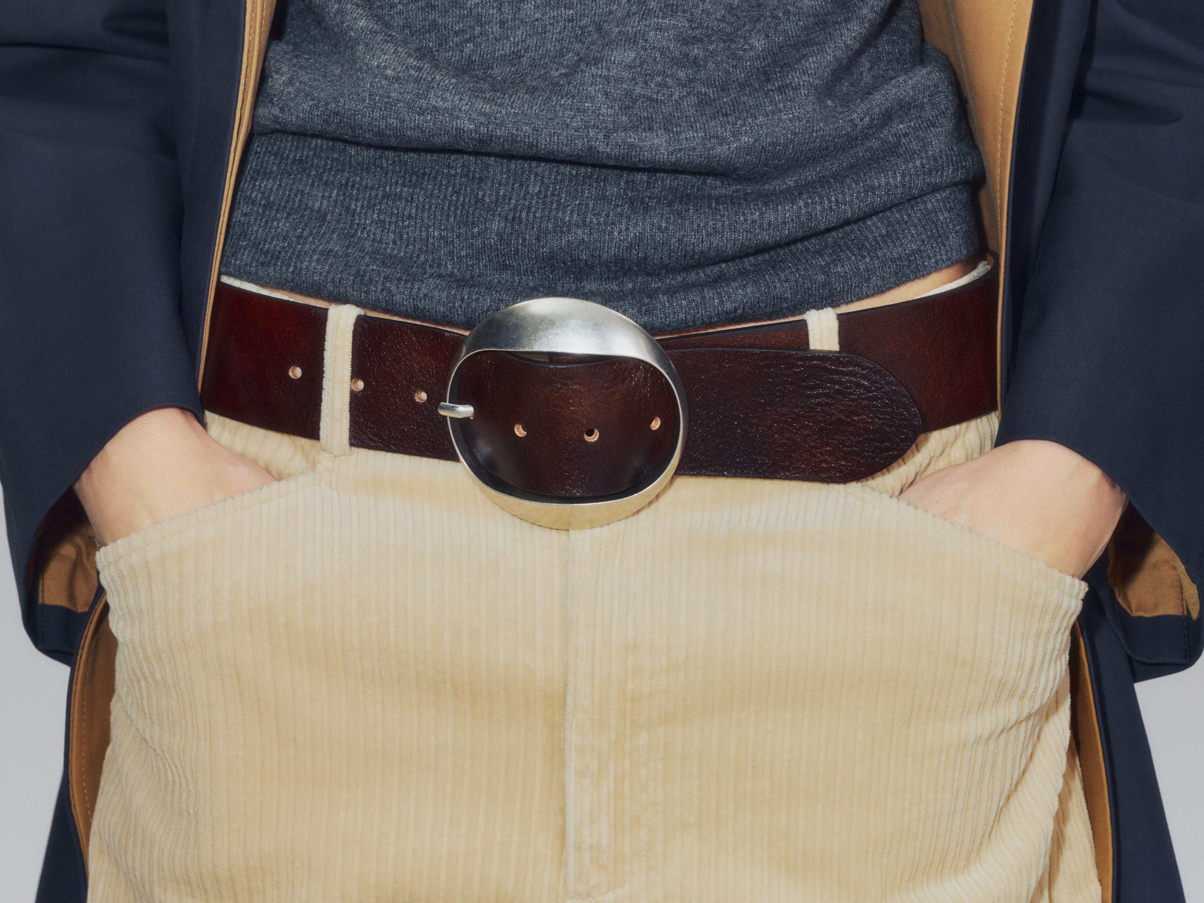 100% Leather Circular Buckle Belt by Zara