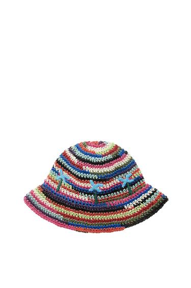 Zara MULTICOLORED BRAIDED BUCKET HAT - Multicolored - Image 0
