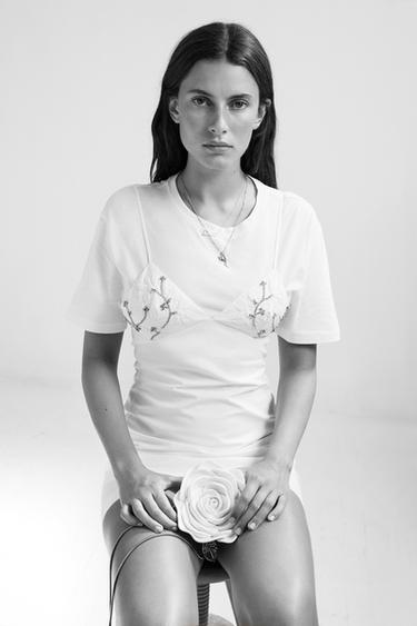 ROBE EN POPELINE ET BIJOUX - Blanc de Zara - Image 0