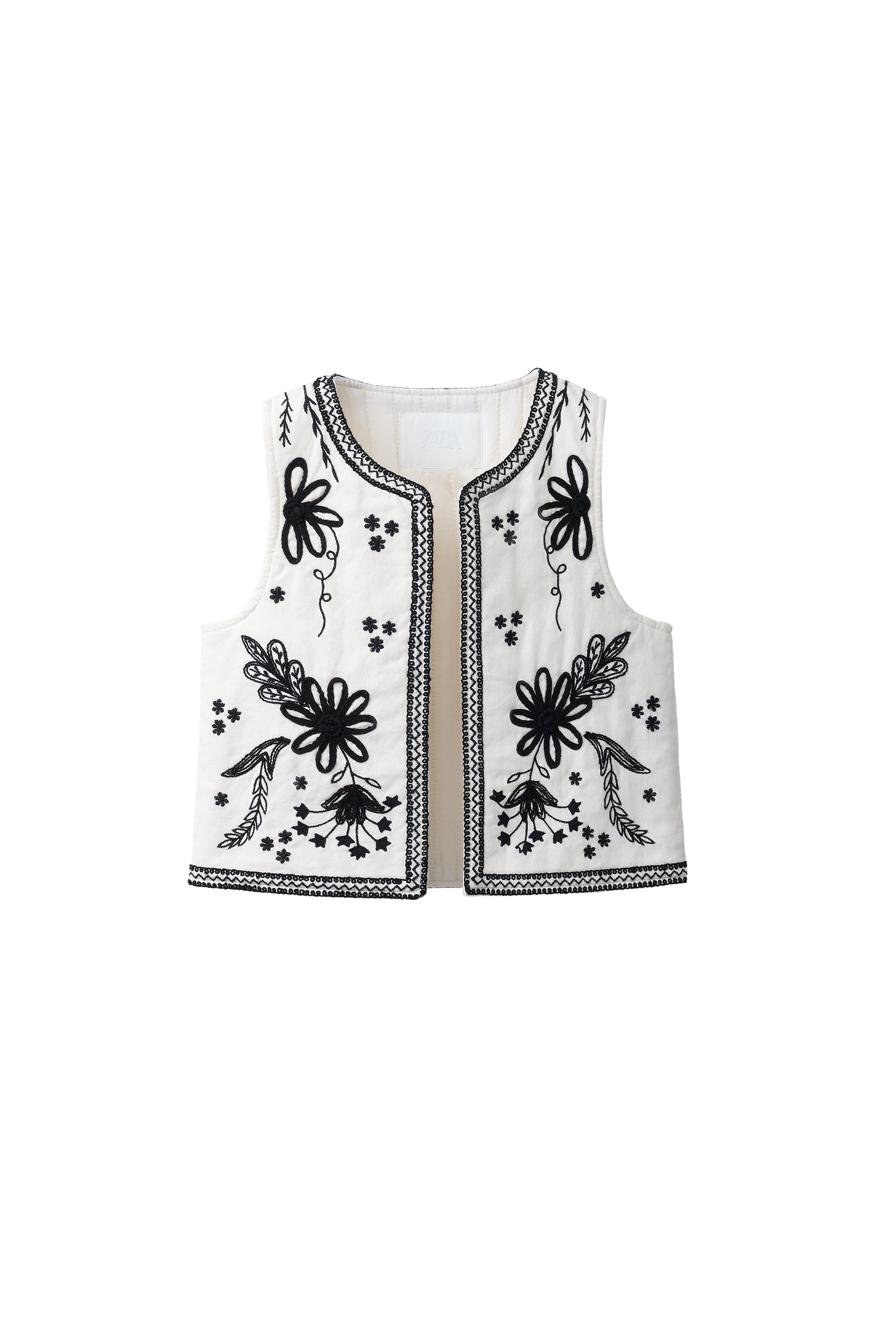 刺繍ベスト - ホワイト | ZARA Japan / 日本