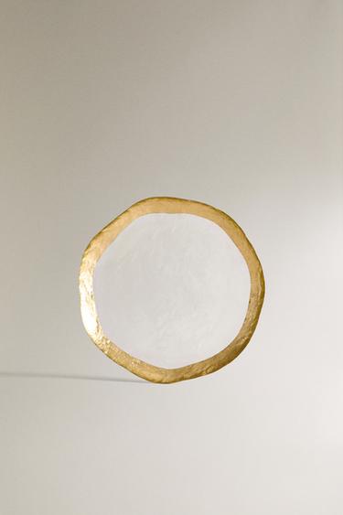 GLASS SIDE PLATE WITH RIM - Gold by Zara
