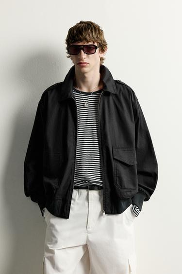 RELAXED FIT JACKET WITH TABS - Indigo by Zara