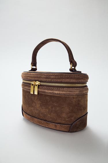 LEATHER VANITY HANDBAG - Brown by Zara