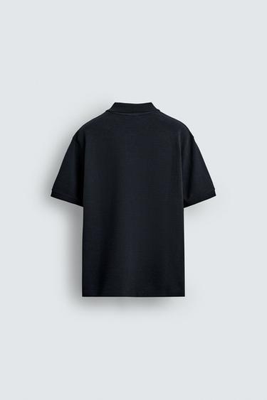 TEXTURED REGULAR FIT POLO SHIRT - Dark navy by Zara - Image 7