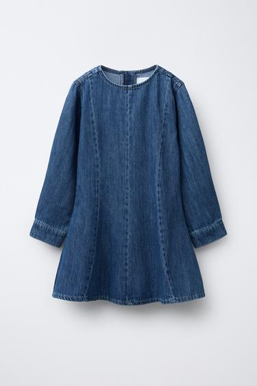 Zara CUT DENIM DRESS - Blue