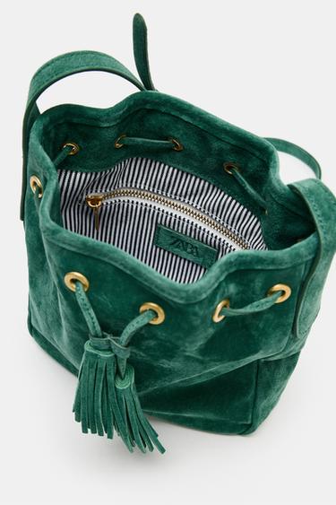 MINI GATHERED LEATHER CROSSBODY BAG - Green by Zara - Image 4