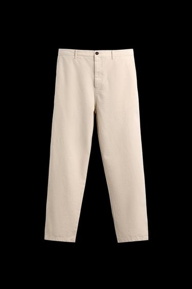 STRAIGHT-LEG CHINO TROUSERS - Light beige by Zara - Image 0