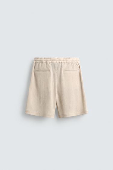 EMBOSSED RELAXED FIT BERMUDA SHORTS - Beige marl by Zara - Image 7
