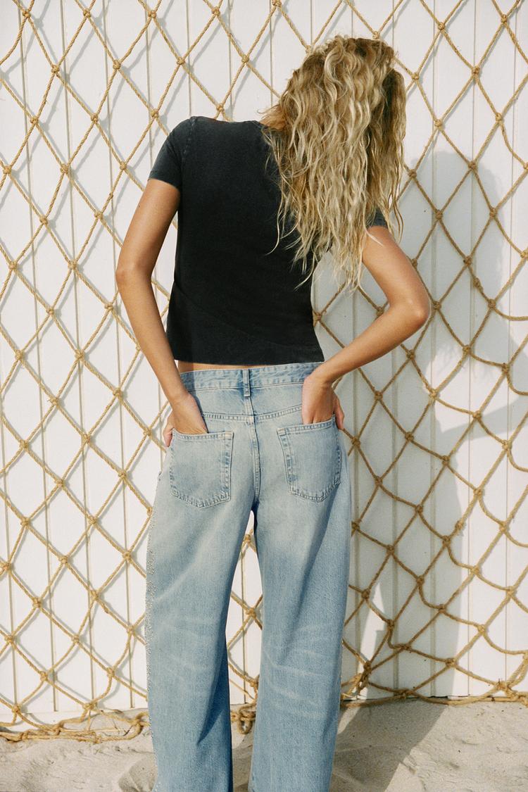 Jeans TRF de pierna ancha con tachas y rotos 3