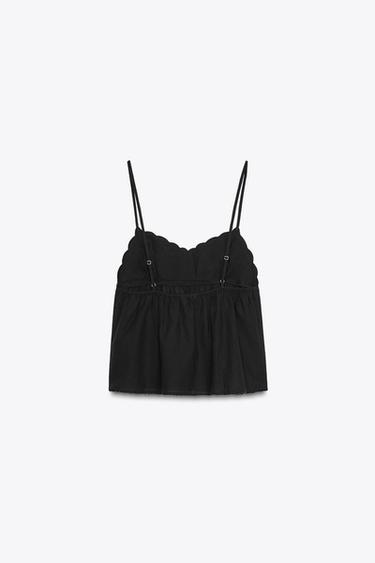EMBROIDERED TOP - Black by Zara - Image 6