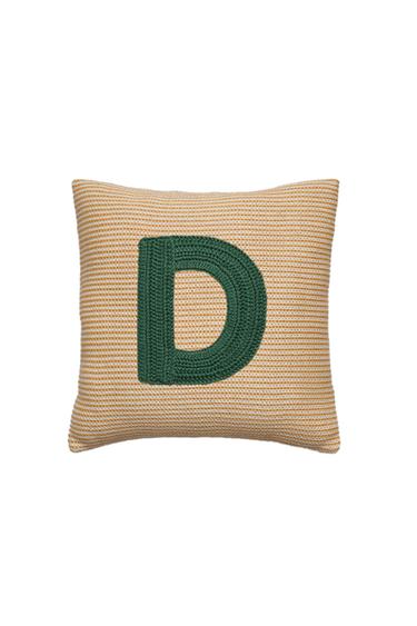 COUSSIN ENFANT BRODÉ LETTRE D - Jaune de Zara