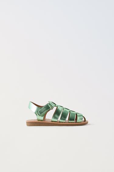 METALLIC CAGE SANDALS - Green by Zara