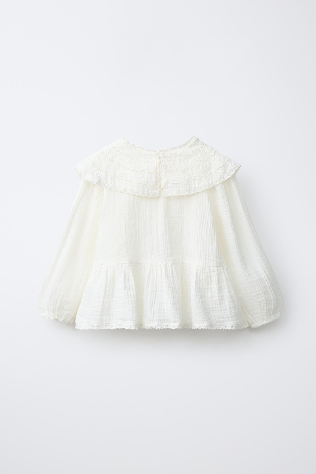 TEXTURED ROMANTIC BLOUSE — Ecru