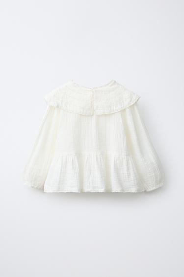 TEXTURED ROMANTIC BLOUSE — Ecru 2