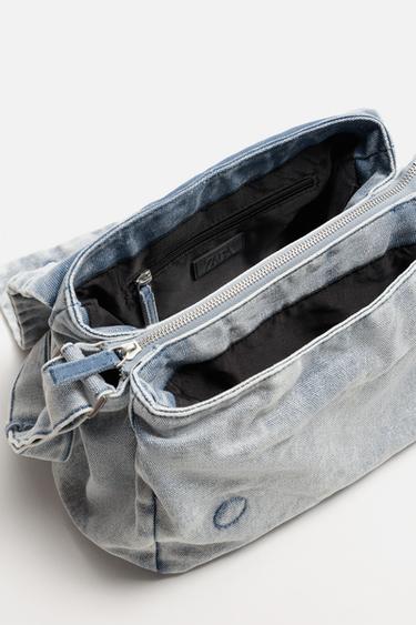 WASHED-EFFECT DENIM CROSSBODY BAG - Blue by Zara - Image 3
