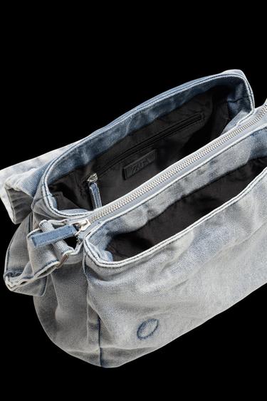 WASHED-EFFECT DENIM CROSSBODY BAG - Blue by Zara