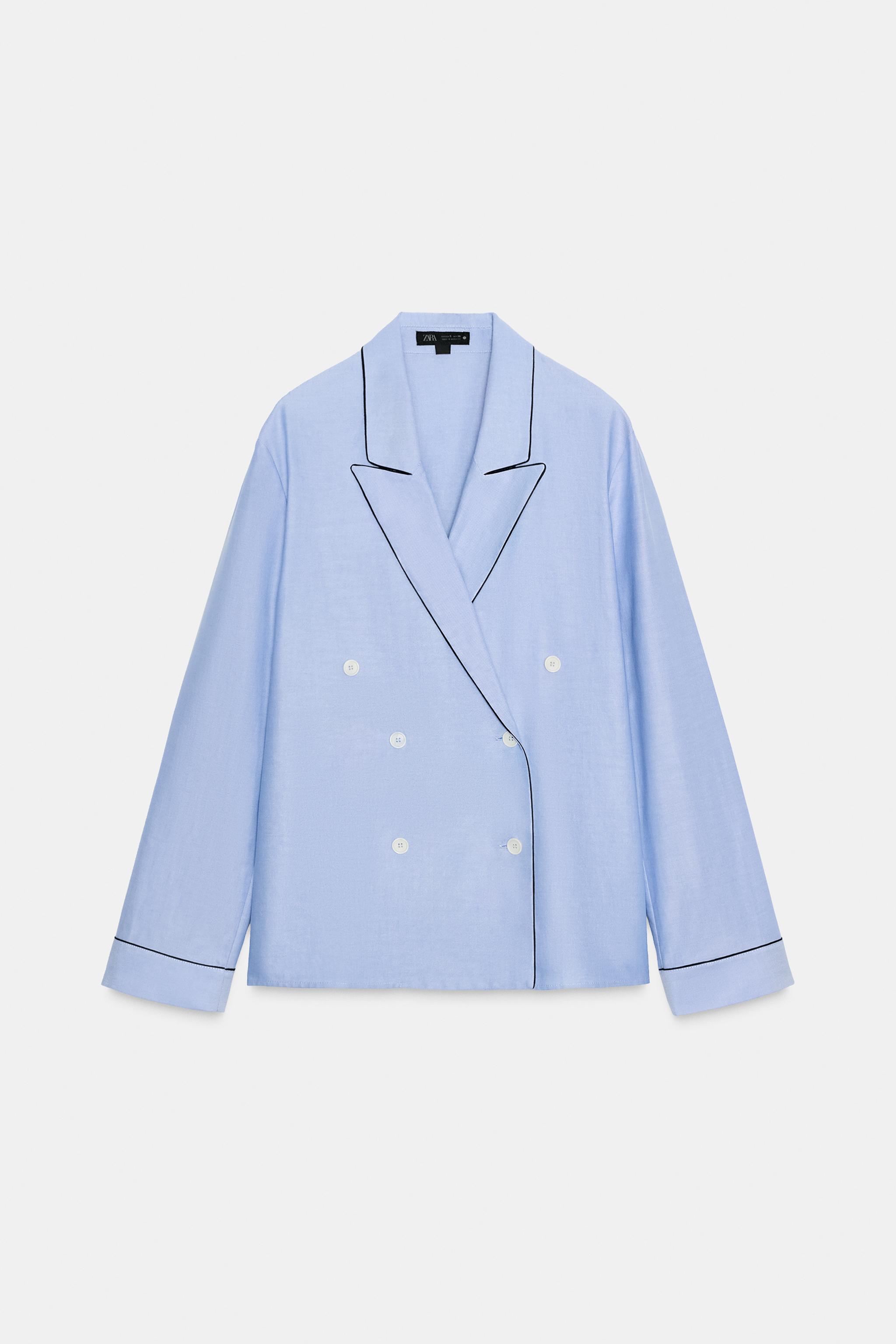ZW COLLECTION CONTRAST PIPING WRAP SHIRT