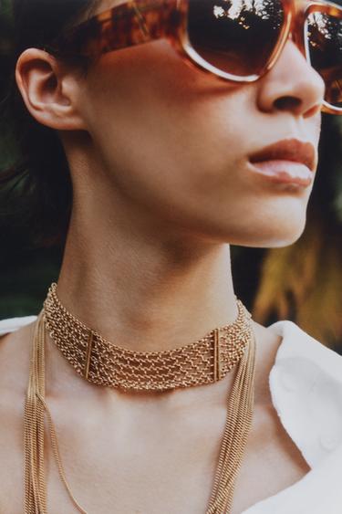 PACK OF 2 CHAIN CHOKER NECKLACES — Golden 2