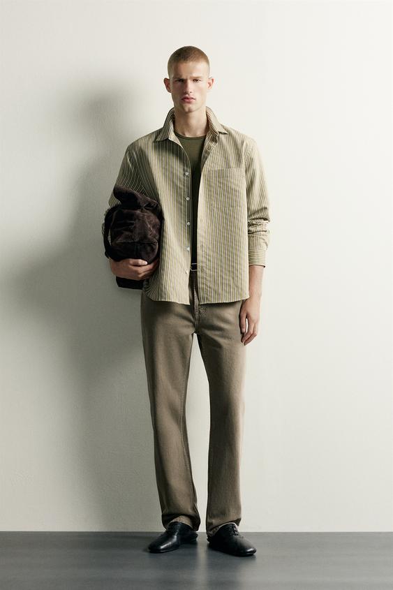 STRIPED FLOWING SHIRT - Green-dry by Zara - Image 0