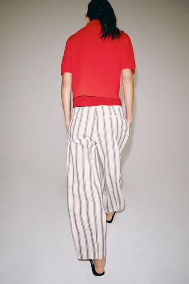 ZW COLLECTION STRIPED BALLOON TROUSERS - Ecru by Zara - Image 4