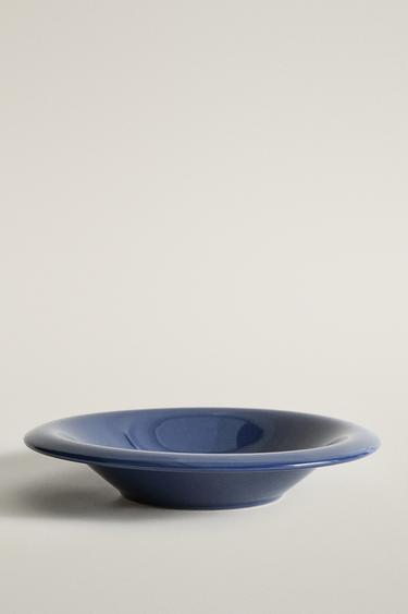 GLAZED STONEWARE SOUP PLATE - Blue by Zara - Image 0