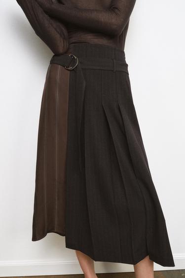 JUPE BIMATIÈRE AVEC CEINTURE ZW COLLECTION - Multicolore de Zara - Image 3