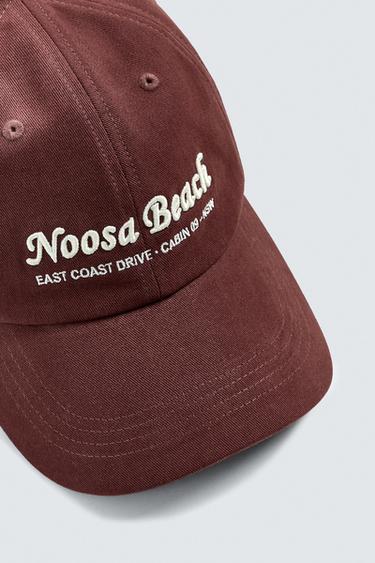 CAP WITH EMBROIDERED TEXT - Burgundy by Zara - Image 2