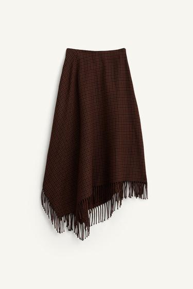 JUPE À BAS ASYMÉTRIQUE À FRANGES ÉDITION LIMITÉE - Marron de Zara - Image 7