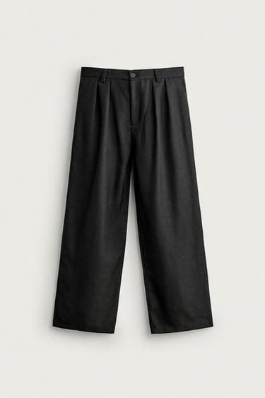 PANTALÓN RELAXED FIT PLIEGUES - Negro de Zara