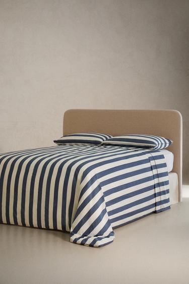 HOUSSE DE COUETTE COTON DÉLAVÉ RAYURES - Bleu de Zara - Image 1