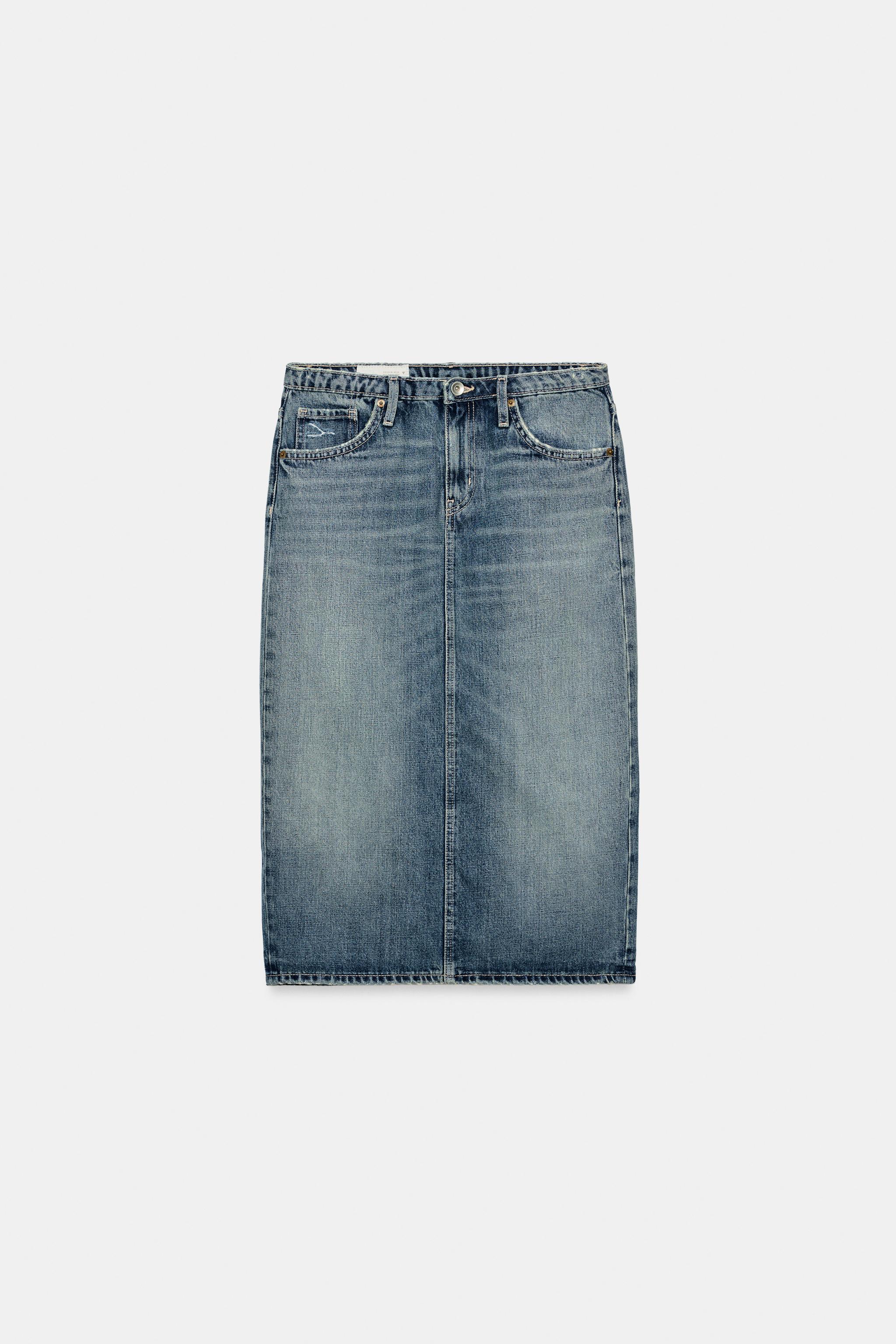 Zara TRF DENIM MİDİ ETEK görsel 6