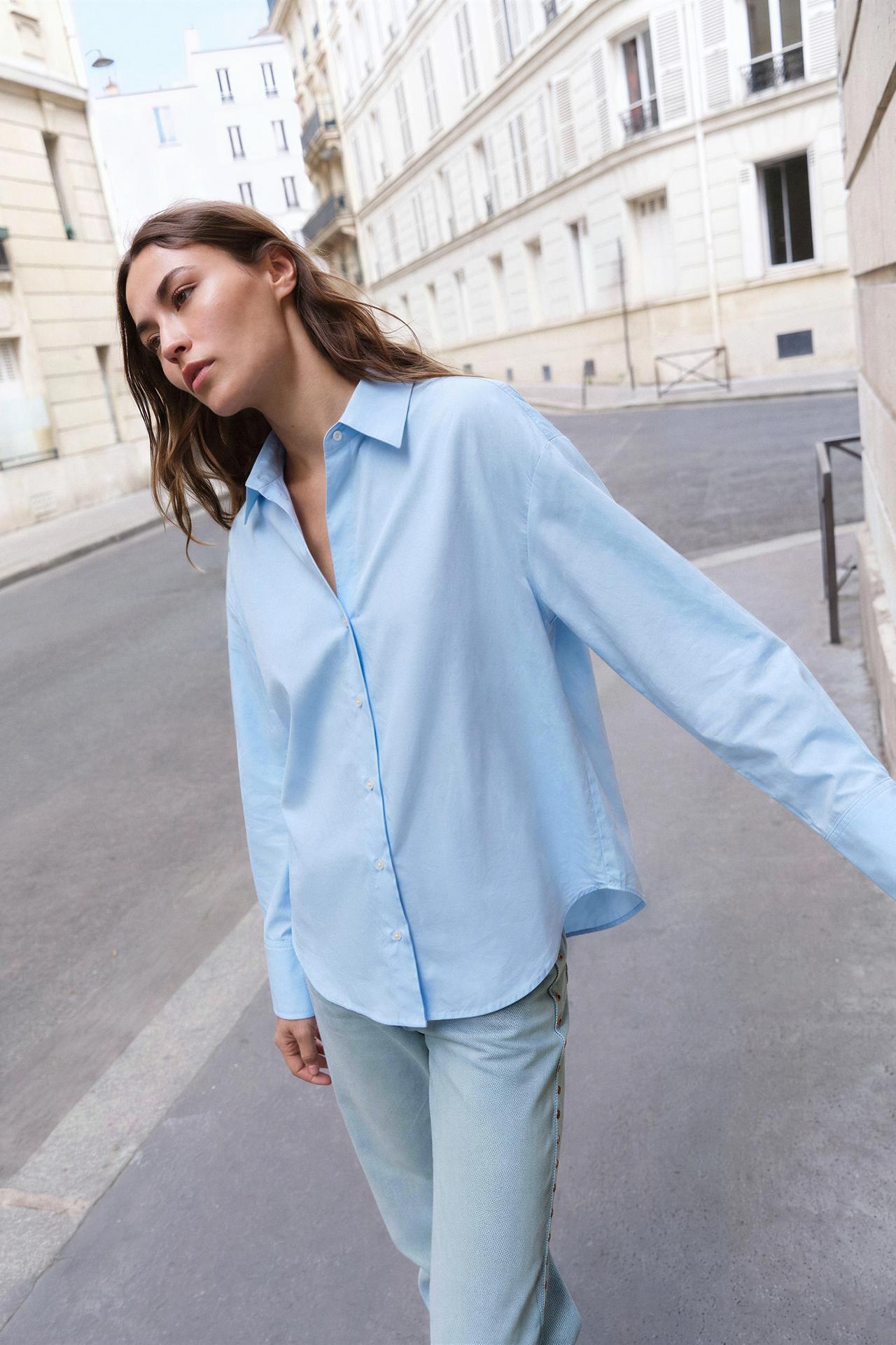 BASIC POPLIN SHIRT — Light blue