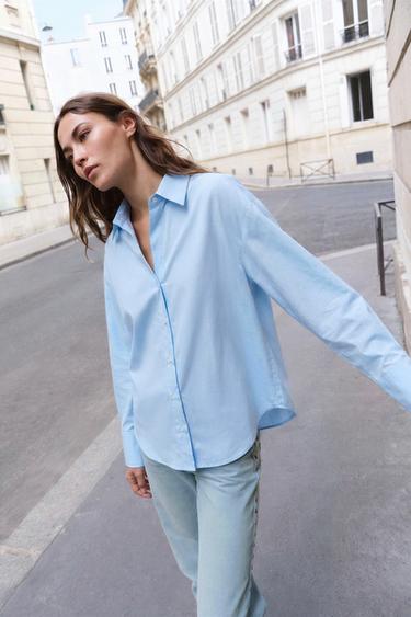 BASIC POPLIN SHIRT - Light blue by Zara - Image 0