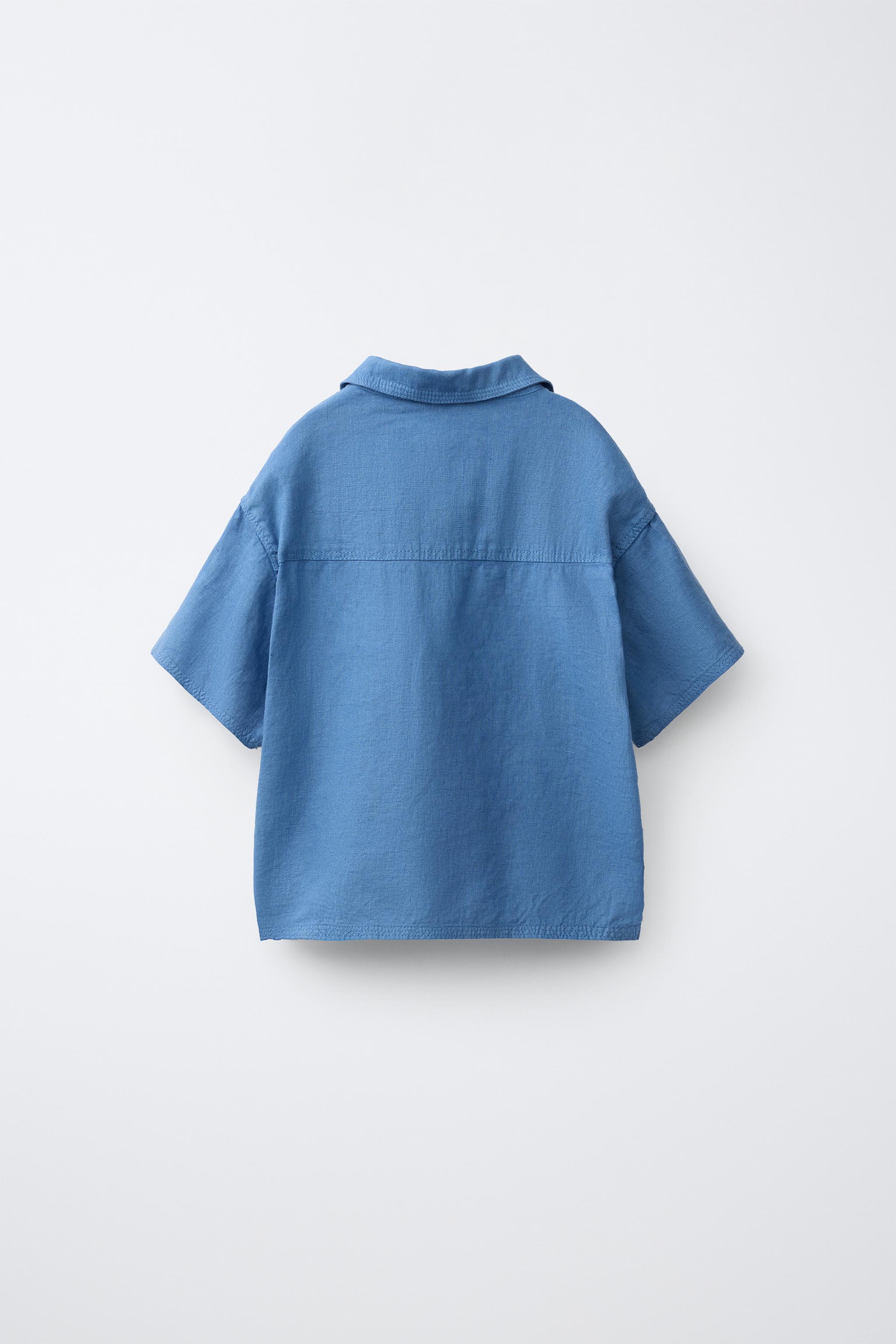 100% LINEN POLO SHIRT - Ecru / Blue | ZARA India