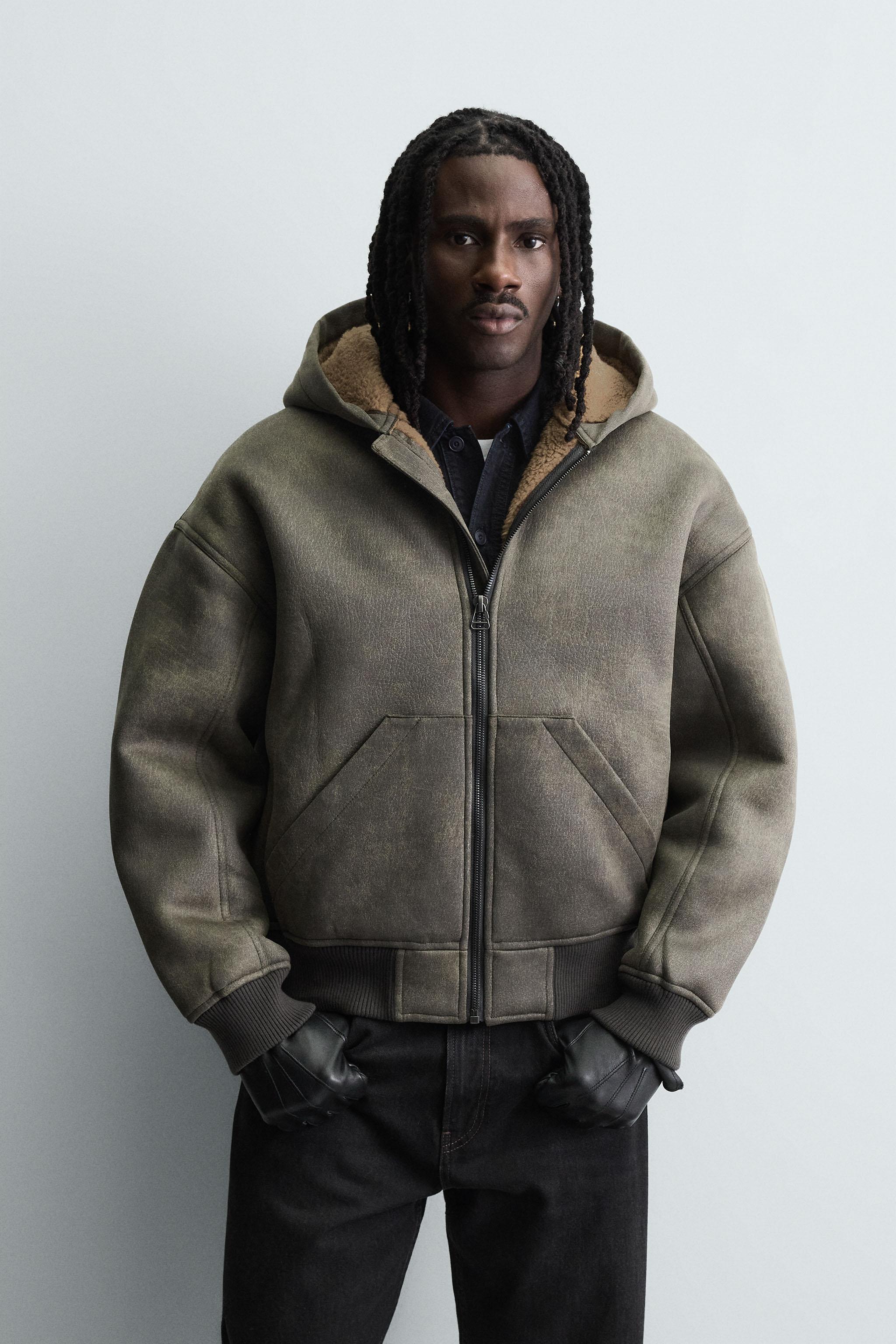 【新品タグ付き】ZARA フェイクレザークロップドライダースジャケット　カーキ 新品 ZARA ザラ フェイクレザー クロップド ライダースジャケット