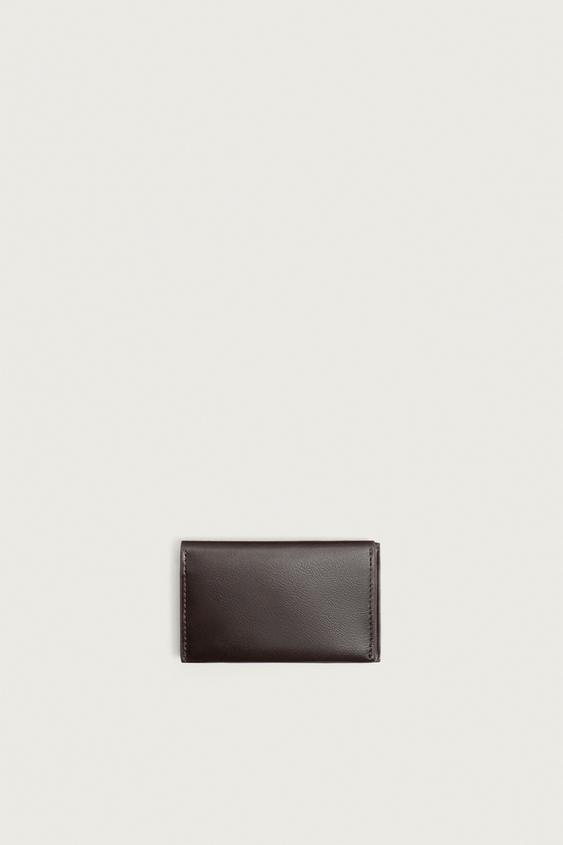 TARJETERO PLEGABLE PIEL - Marrón de Zara - Imagen 0