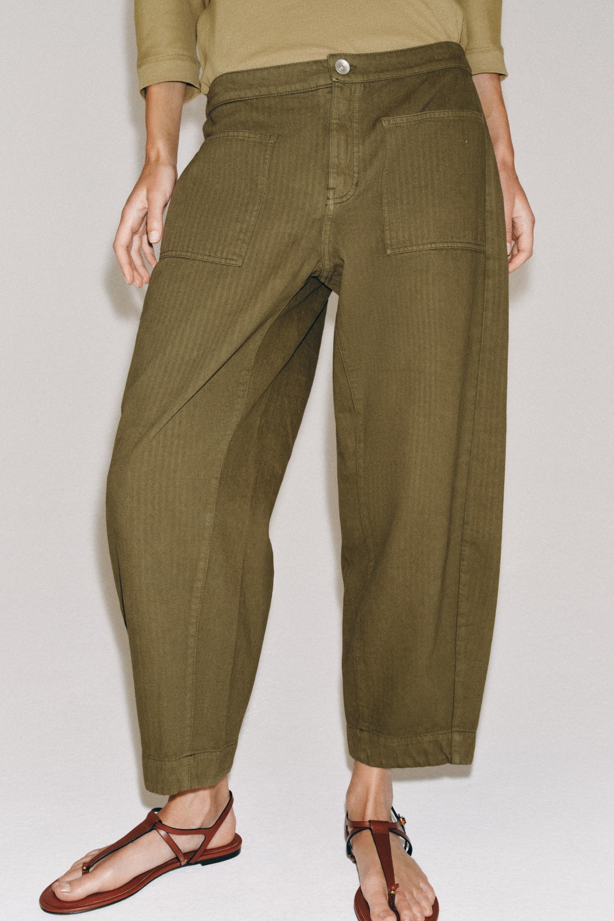 ZW COLLECTION BARREL PANTS - Khaki | ZARA United States