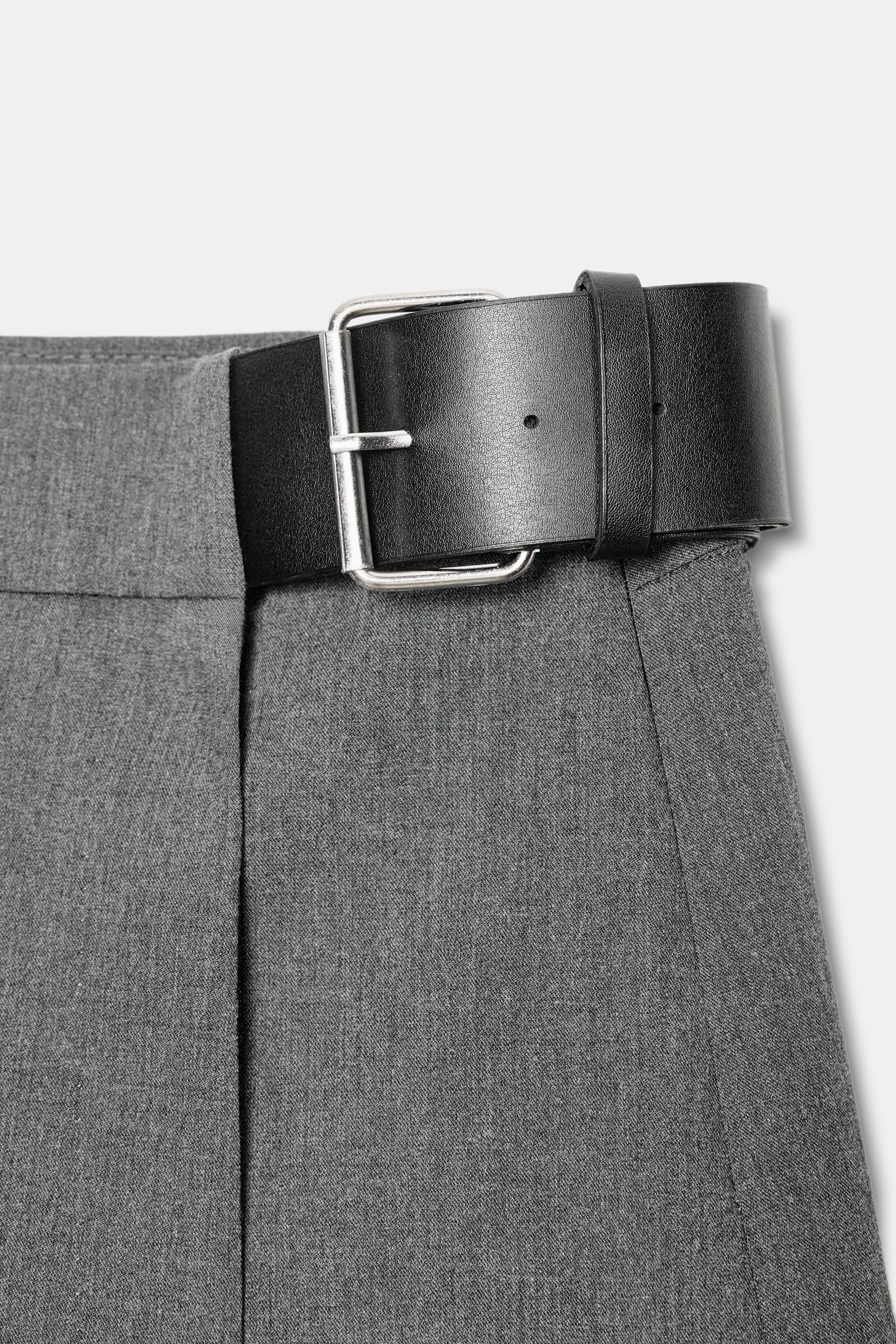 プリーツベルト付きキュロットスカート - ブラック | ZARA Japan / 日本