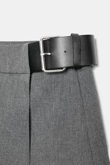 PLEATED SKORT WITH BELT - Dark grey by Zara