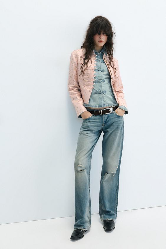 BLAZER ENTALLADA ESTAMPADO FLORES - Rosa empolvado de Zara - Imagen 0