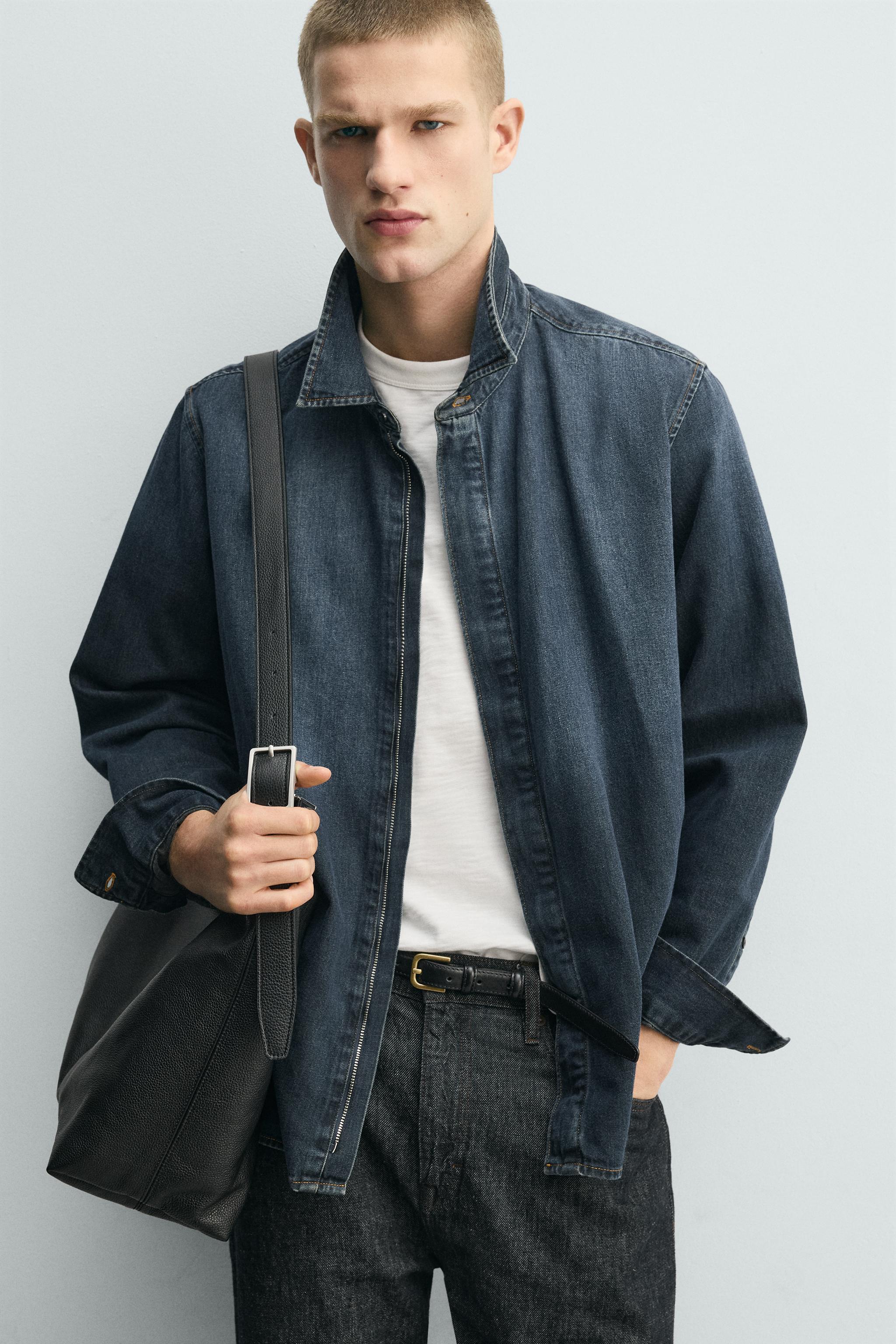 ZIP-UP DENIM SHIRT