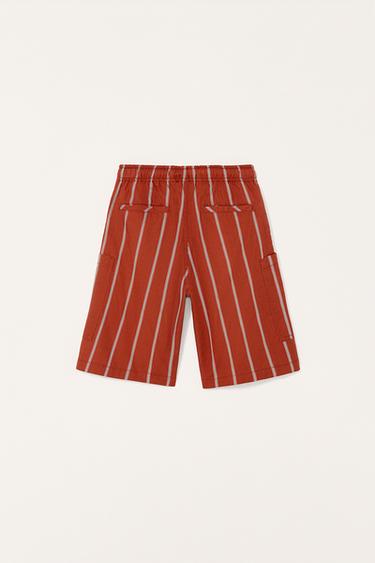 STRIPED LIMITED EDITION CARGO BERMUDA SHORTS - Russet by Zara - Image 4