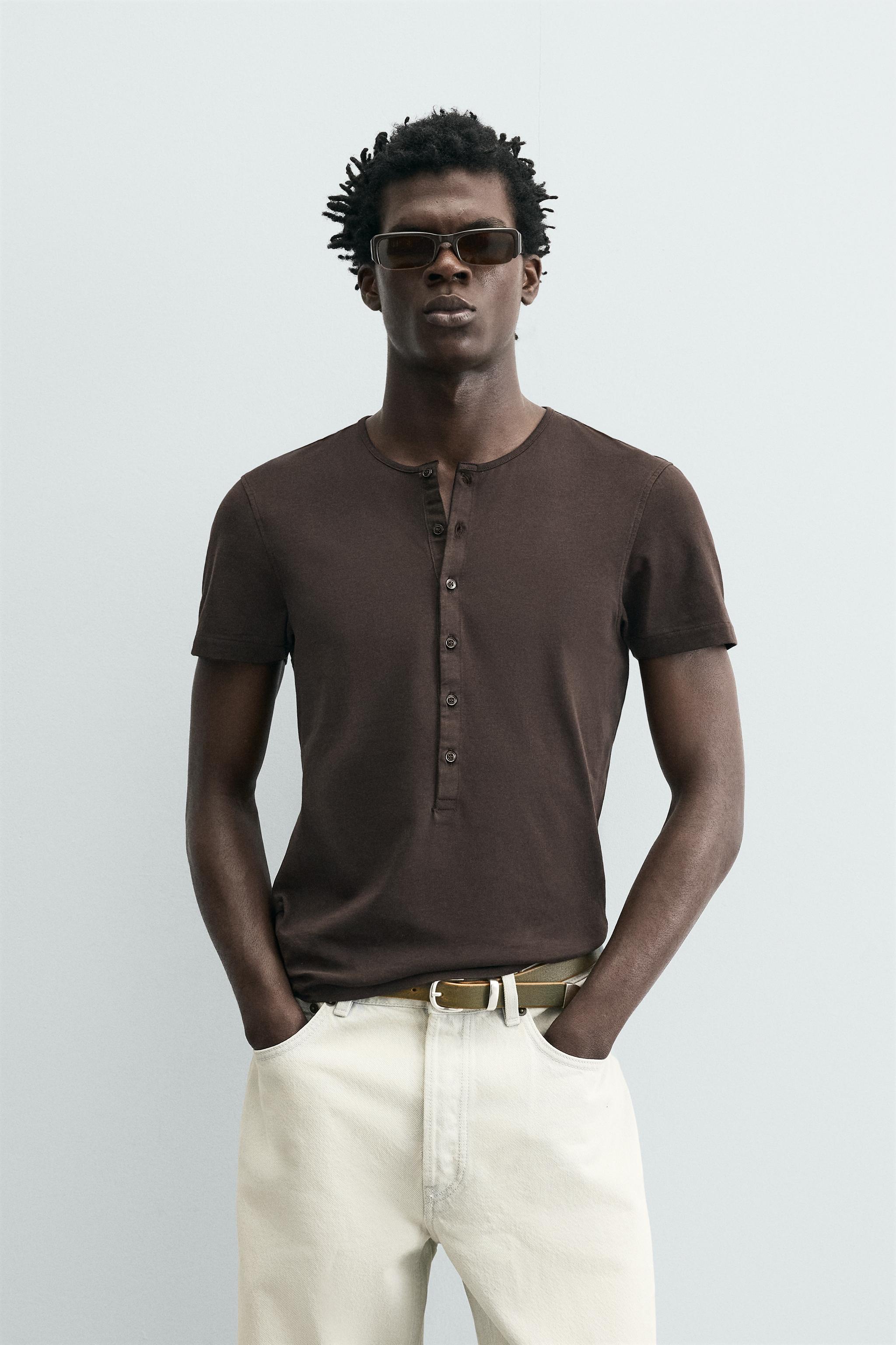 T-SHIRT SLIM COL TUNISIEN