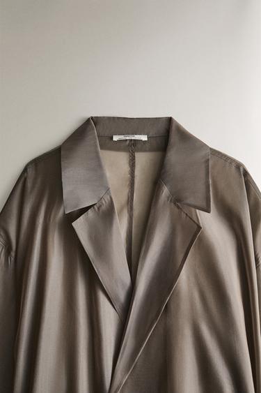 ORGANZA SILK DRESSING GOWN - Grey / Tan by Zara - Image 1