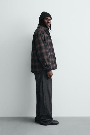 QUILTED CHECK OVERSHIRT - Brown by Zara - Image 3