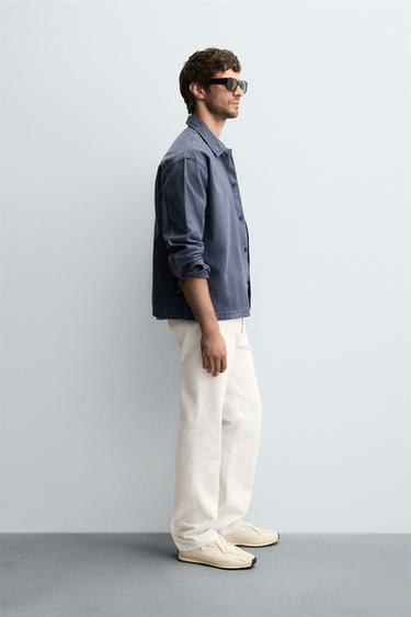 CHEMISE EN DENIM COUPE CARREE - Bleu roi de Zara - Image 3