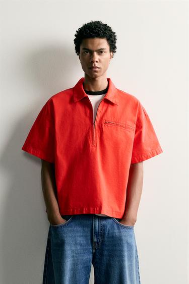 POLO BOXY FIT CREMALLERAS - Rojo de Zara