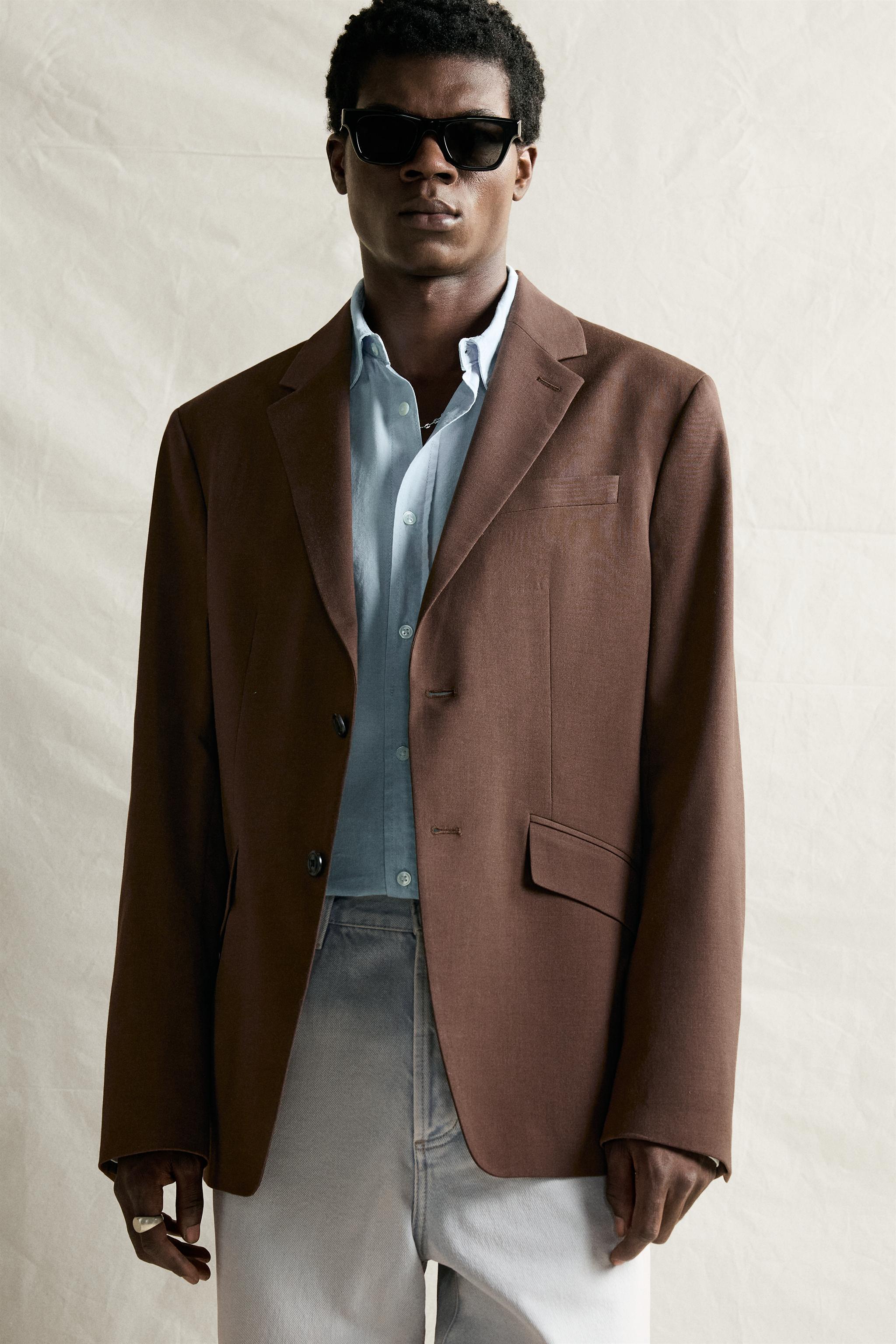 レギュラーフィット スーツブレザー - ブラウン | ZARA Japan / 日本