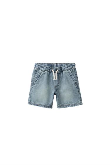 QUẦN SHORT DENIM CÓ NHÃN ĐÍNH - Màu xanh mực từ Zara